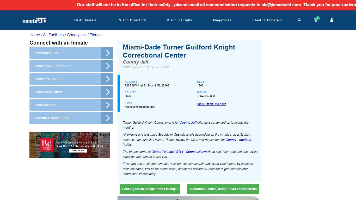 Miami-Dade Turner Guilford Knight Correctional Center ...