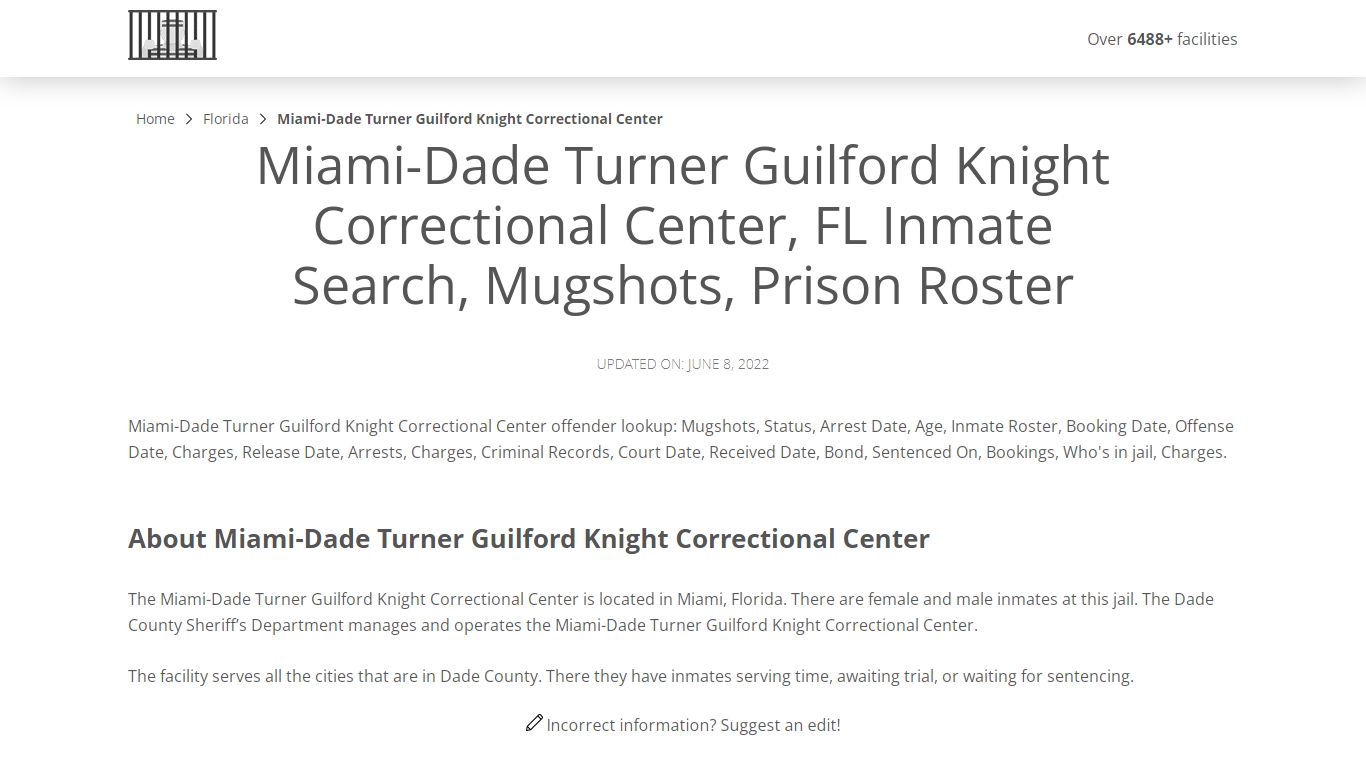 Miami-Dade Turner Guilford Knight Correctional Center, FL ...